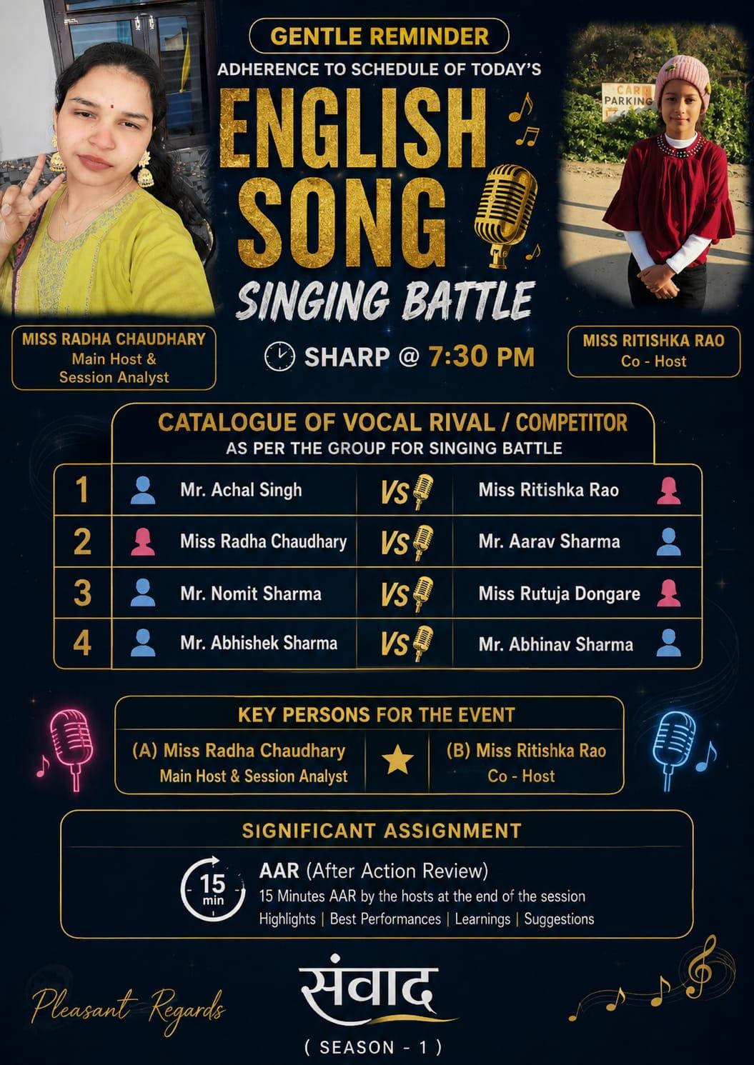 SAMVVAD English song singing battle activity poster